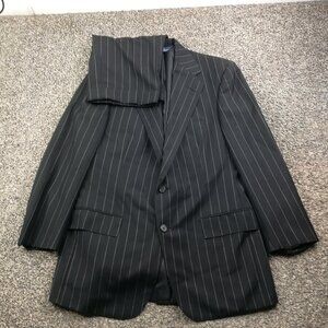 Vintage Polo Ralph Lauren Suit 38R Flannel Wool Chalk Striped 33x29 USA Made